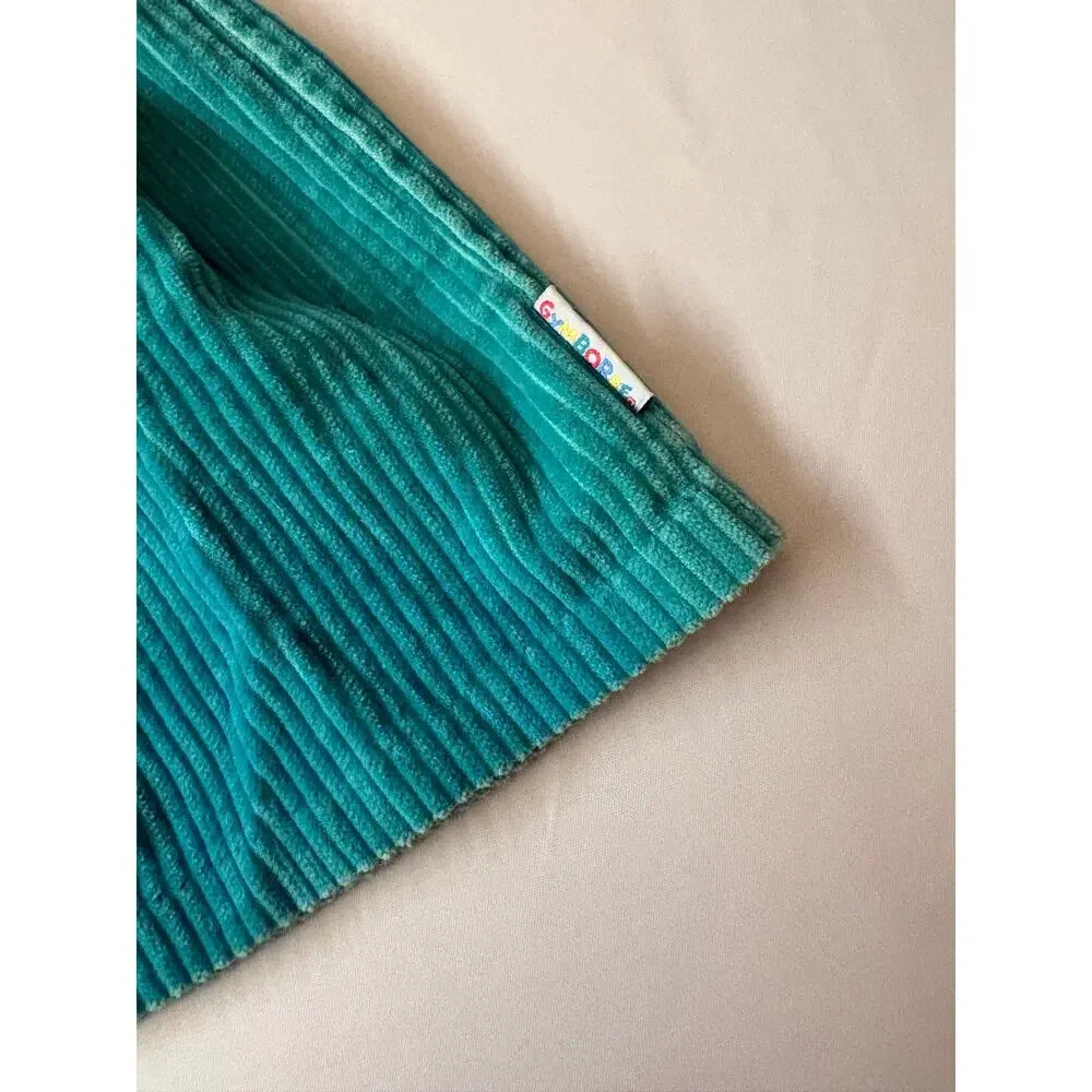 Vintage Gymboree Teal Corduroy Jumper Dress Rainbow Snap Medium Kidcore